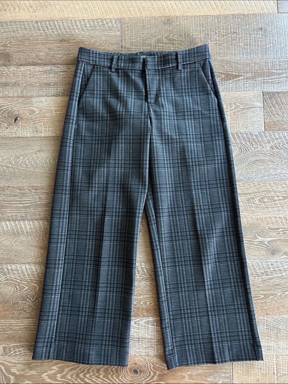 Liverpool Gray/Black Plaid Cropped Trousers